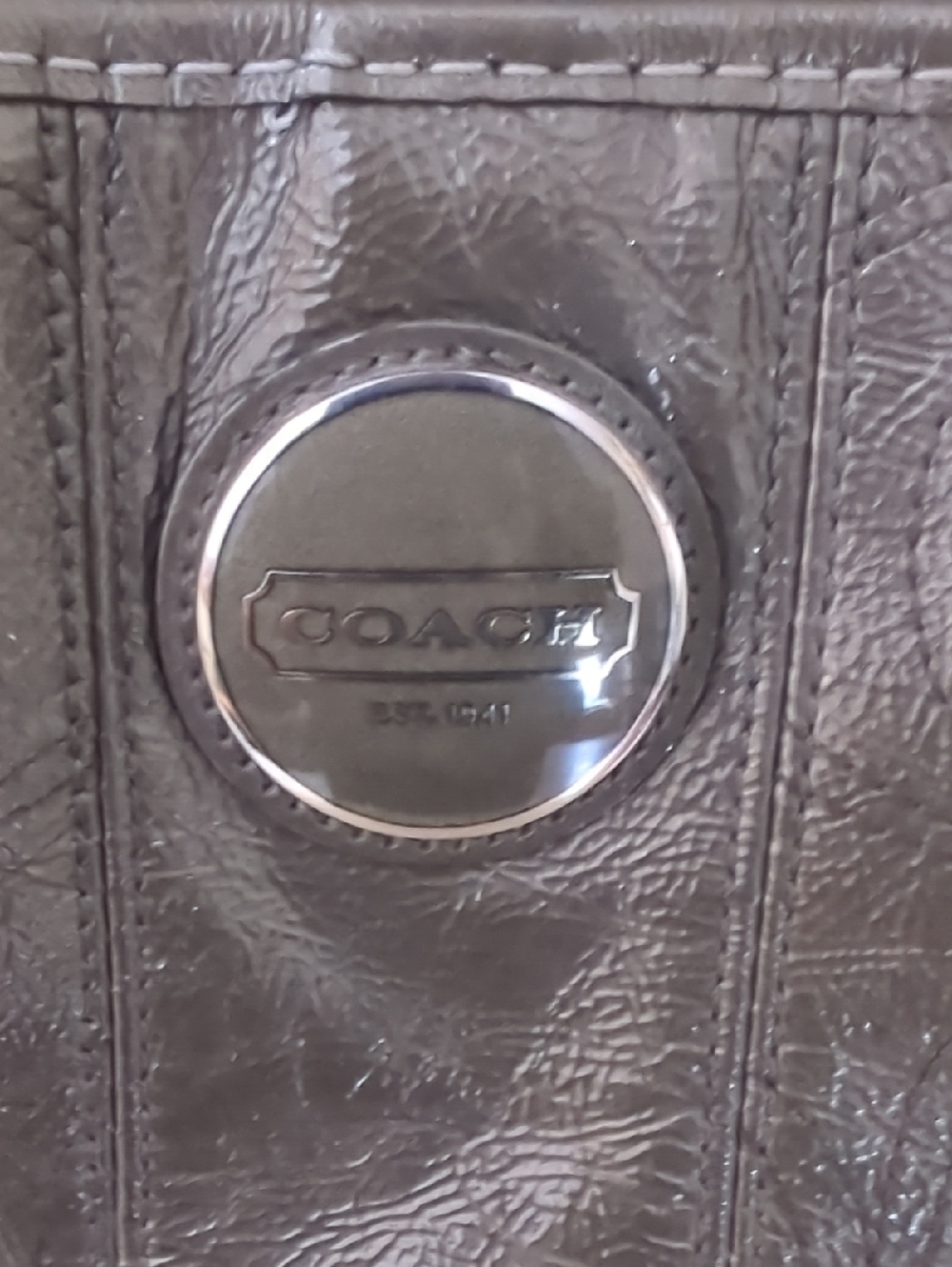 Coach Metallic Silver Leather Tote Bag - Picture 2 of 8